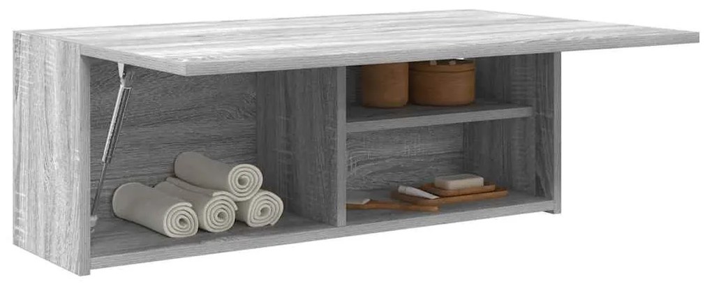 szürke sonoma szerelt fa fali fürdőszobaszekrény 80x25x30 cm