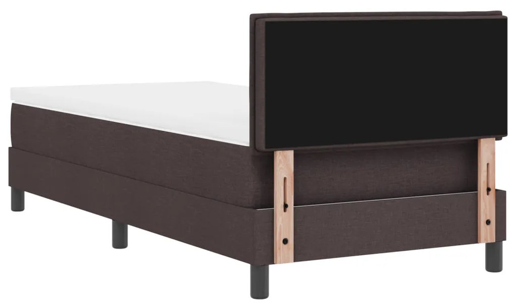 Boxspring Ágy Mattal és LED-fénnyel Sötétbarna 90x200 cm Szövet
