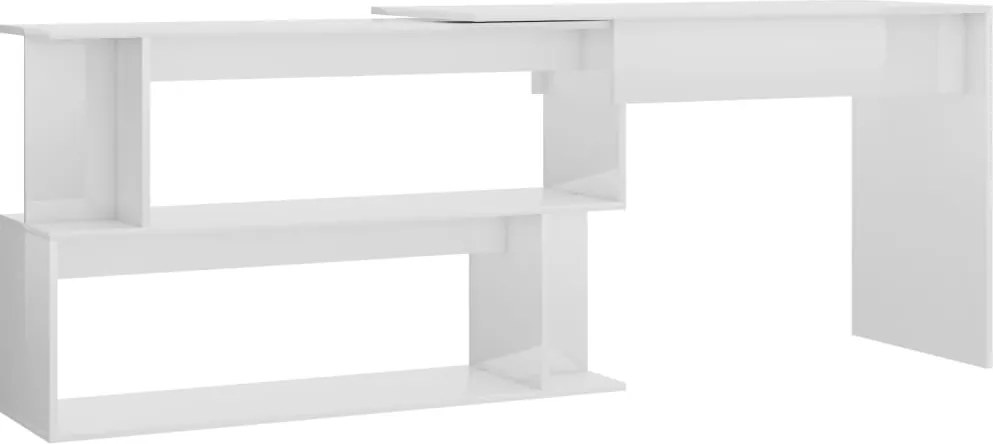 vidaXL magasfényű fehér szerelt fa sarokasztal 200 x 50 x 76 cm