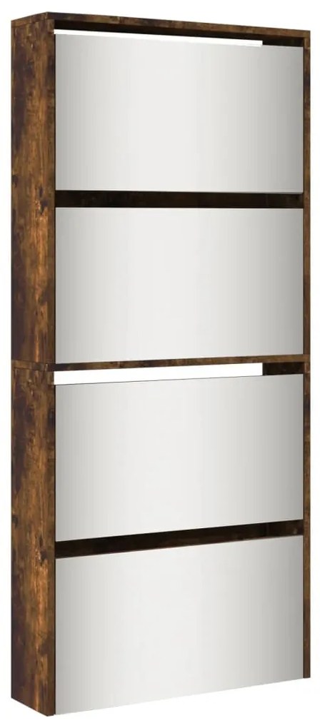 füstös tölgy 4 szintes cipőszekrény tükörrel 63 x 17 x 134 cm