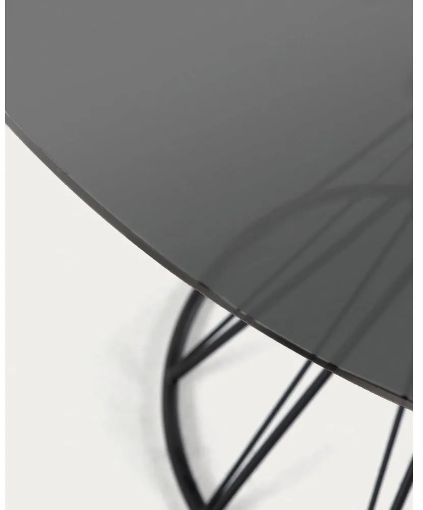 Fekete kerek étkezőasztal üveg asztallappal ø 120 cm Niut – Kave Home