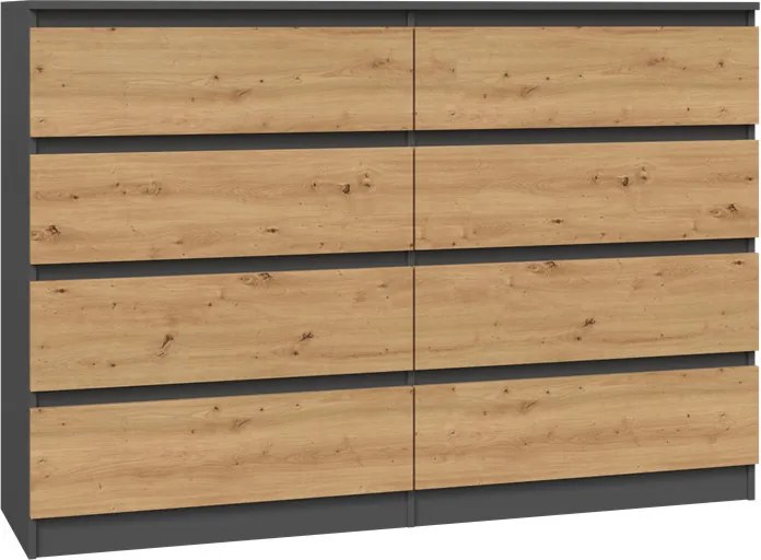 M8 140 fiókos szekrény, antracit-tölgy