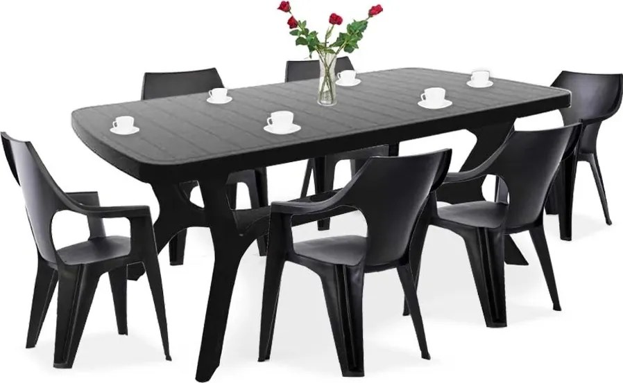 Balante 6+1 kerti bútor garnitúra szett grafit színben