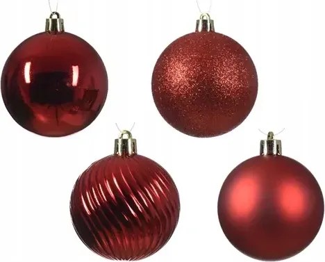 Bombák piros fényes /matt/csillámos mix 100 db