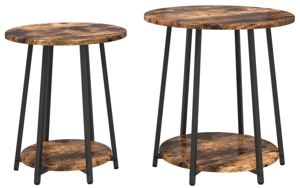 vidaXL Kisasztal készlet polcokkal 2 pcs Füstölt Tölgy és Fekete