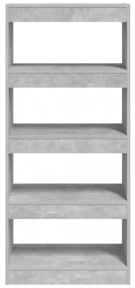 betonszürke szerelt fa könyvszekrény/térelválasztó 60x30x135 cm