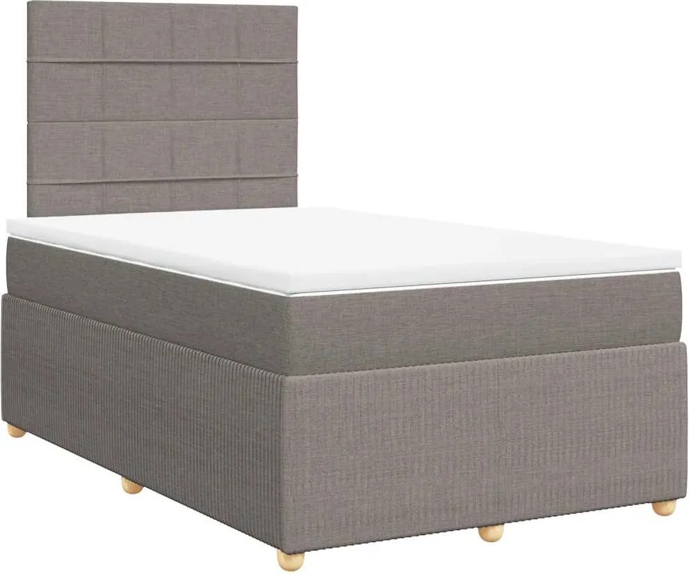 vidaXL tópszínű szövet rugós ágy matraccal 120 x 200 cm