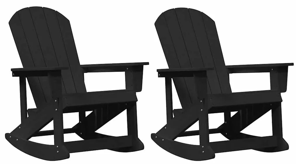Adirondack hintás székek 2 pcs Fekete HDPE
