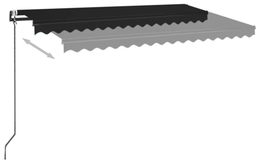 antracitszürke szélérzékelős és LED-es napellenző 450 x 350 cm