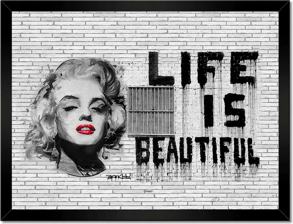 Poszterek keretben 40x30 Banksy Life is beautiful