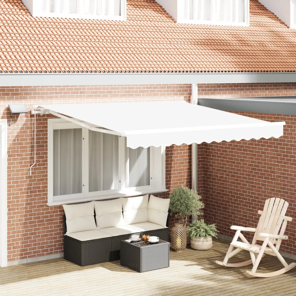 Kézi Behúzható Napellenző LED-del Fehér 300x250 cm