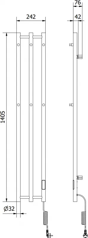 Mexen Pino, elektromos melegítő törülközőtartóval 1405x242 mm, 200 W, fehér, W301-1405-242-00-20