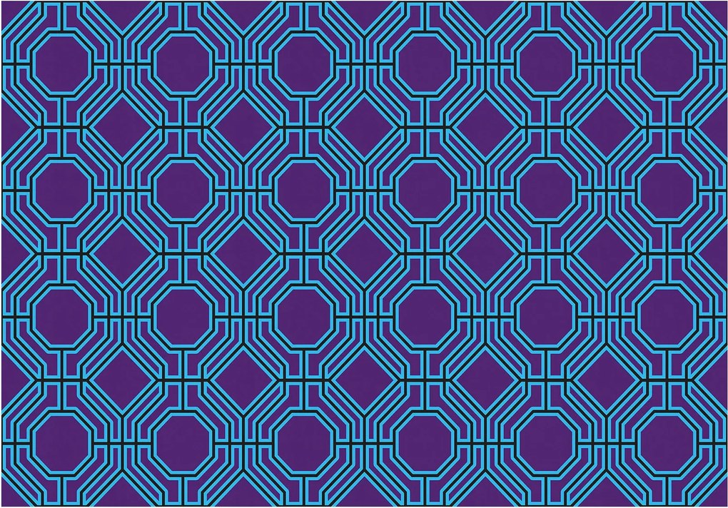 Fotótapéta flizelina Geometrikus türkiz és lila vászon 300x210 +ragasztó