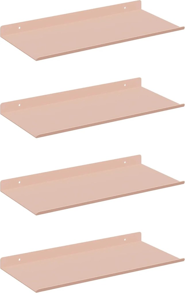 vidaXL Lebegő polc 4 pcs Rózsaszín 40 x 18 x 2,5 cm Acél