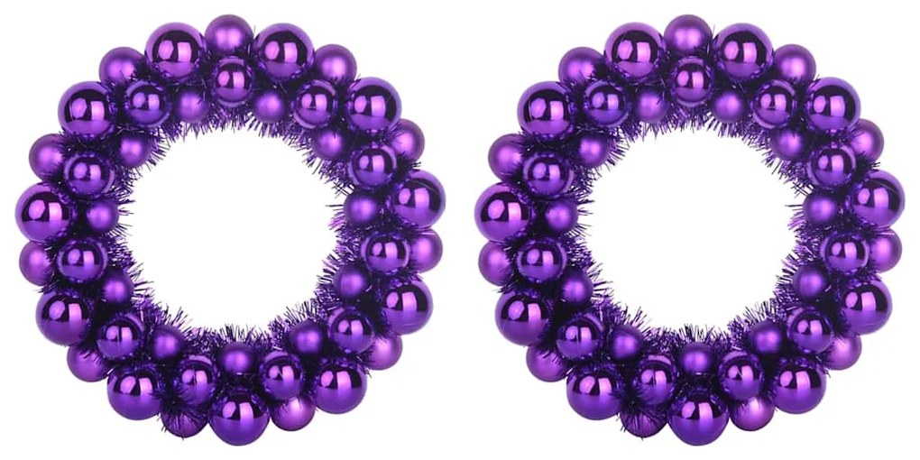Karácsonyi labda koszorúk 2 pcs Lila 33 x 33 x 7 cm Polisztirol