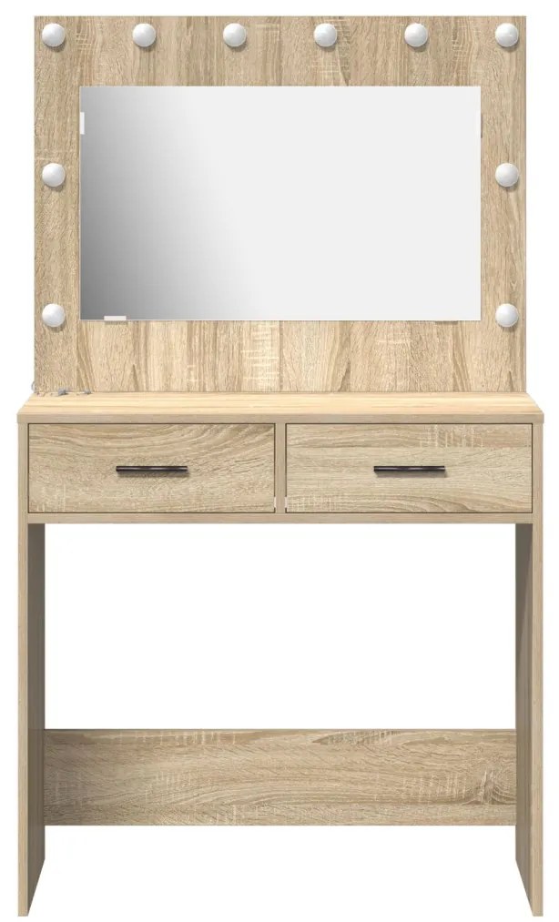 LED világítású öltözőasztal Sonoma tölgy 78.5 x 41 x 135 cm