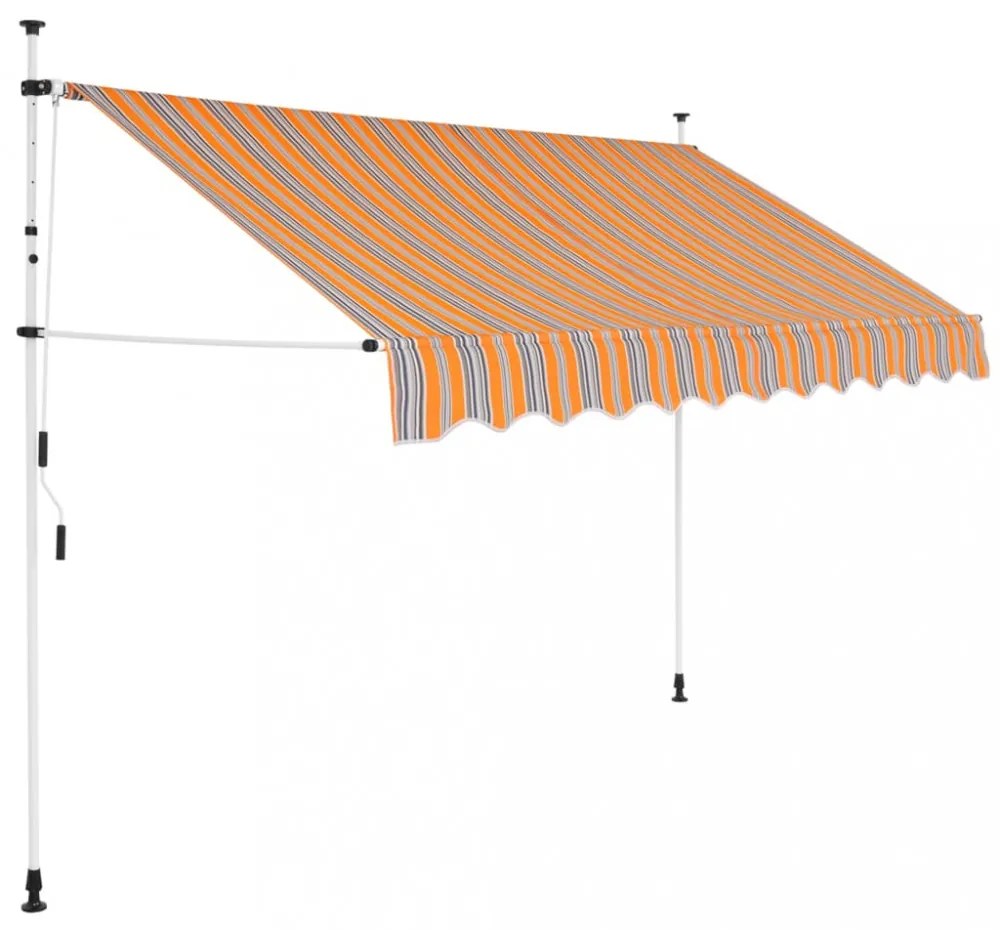 kézzel feltekerhető napellenző kék-sárga csíkokkal 250 cm