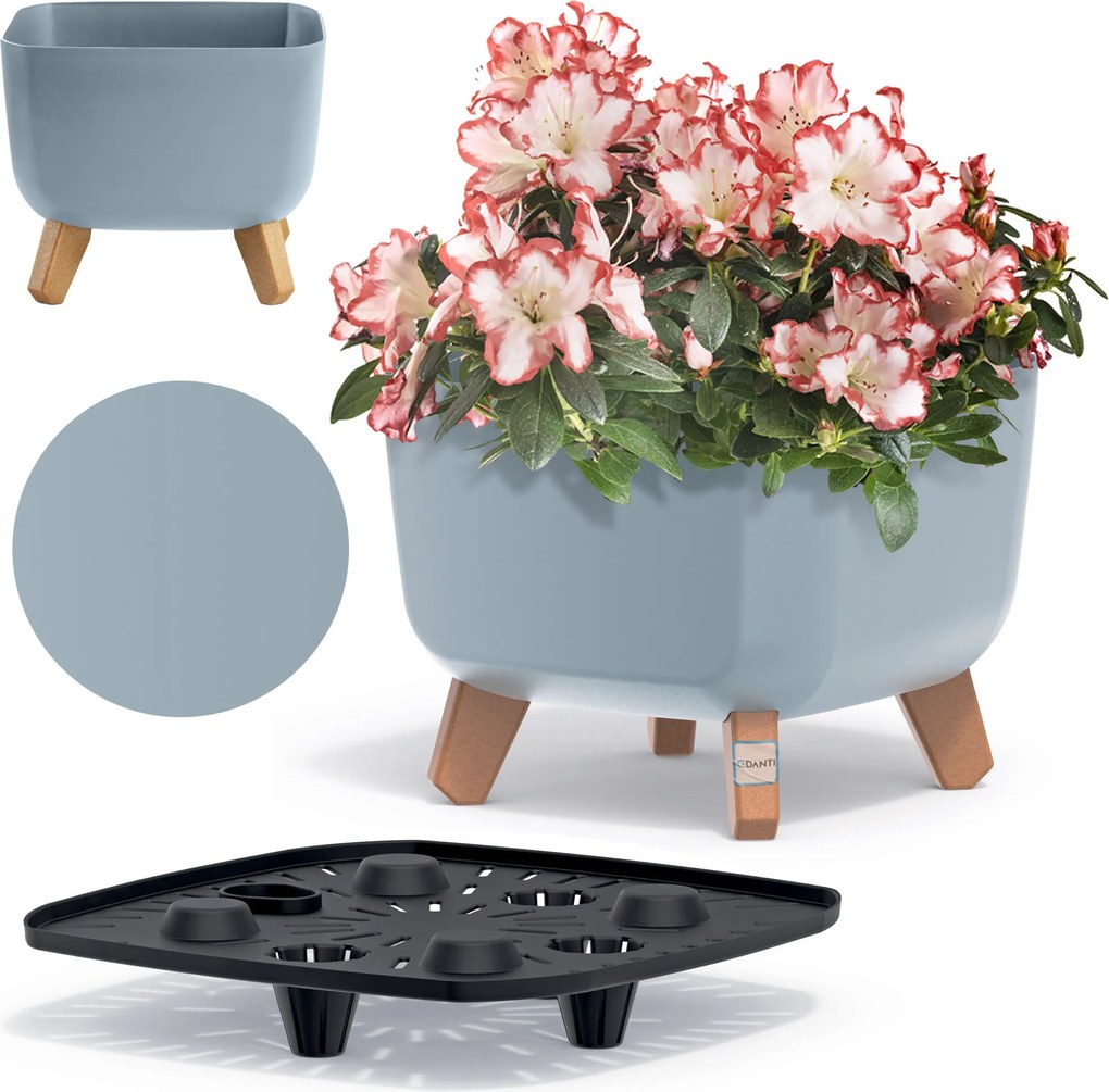 Kerti Virágtartó 24 Cm-es Lábakon Dekoratív Szürke