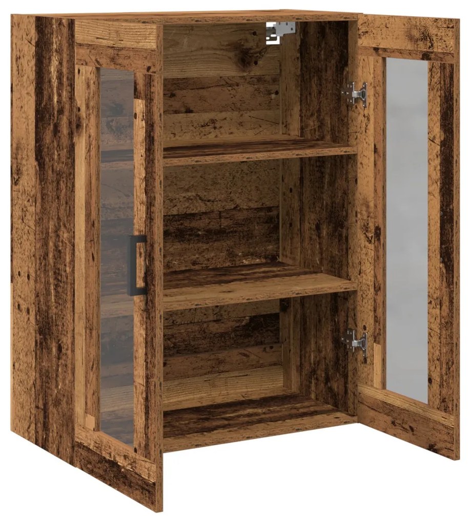 Falra Szerelhető Szekrény Üvegajtókkal - Régi Fa - 69.5x34x90 cm