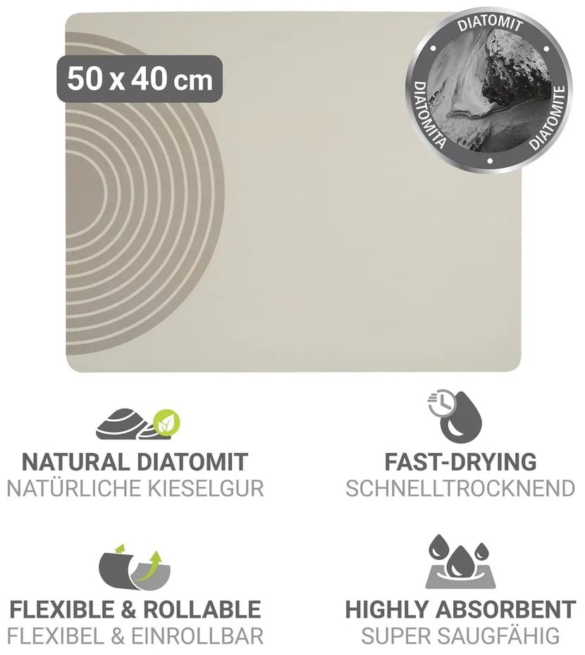 Bézs gumi edénycsepegtető alátét 50x40 cm Dima – Wenko
