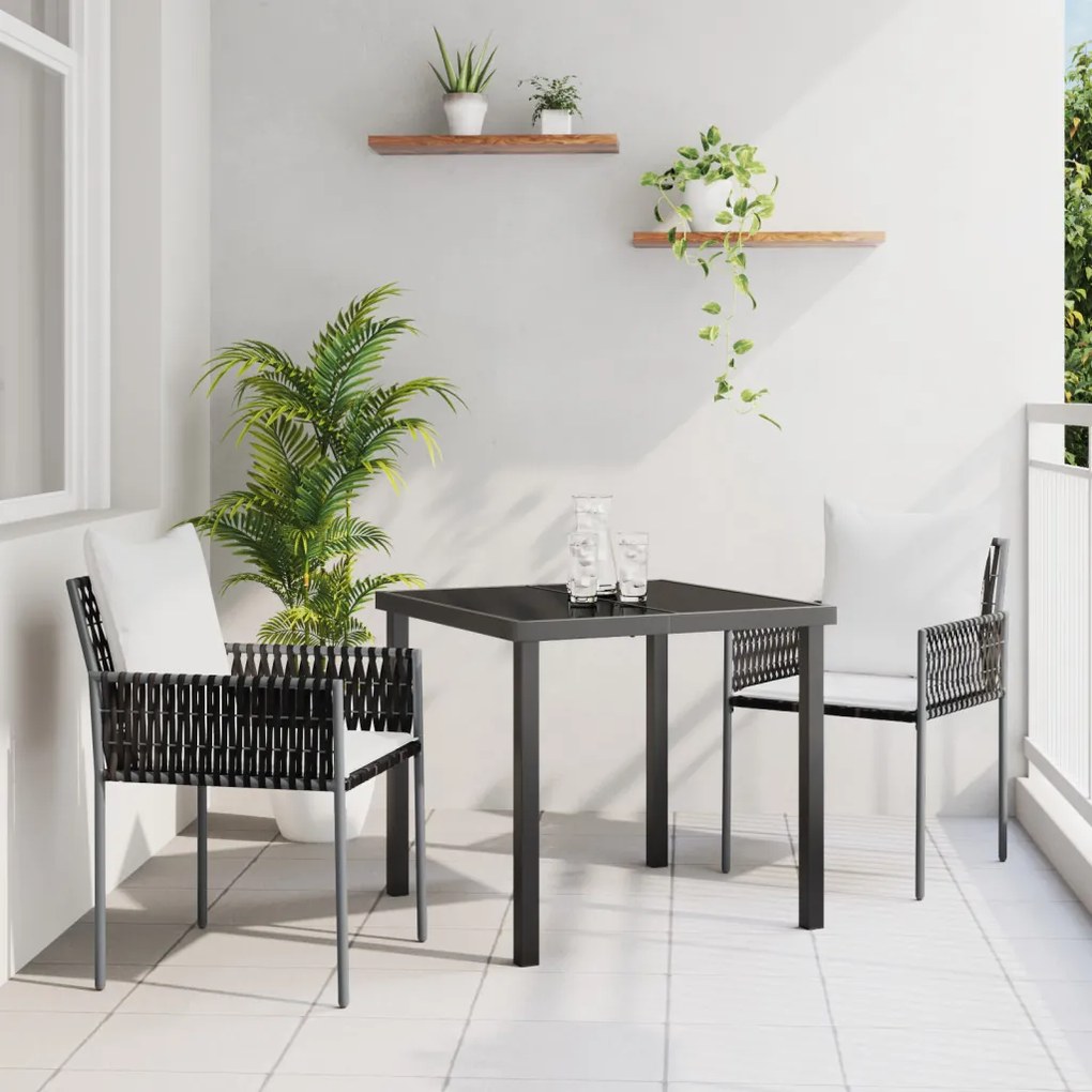 3 részes kertészeti étkezőszett párnákkal Barna Poli Rattan