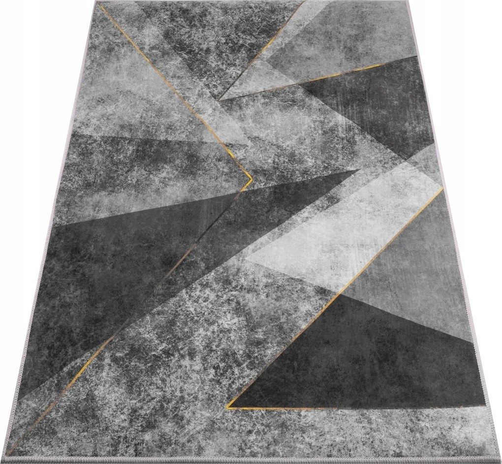 Szőnyeg Szürke 220X160 Modern Nappali Szoba Fekete Arany Csúszásgátló