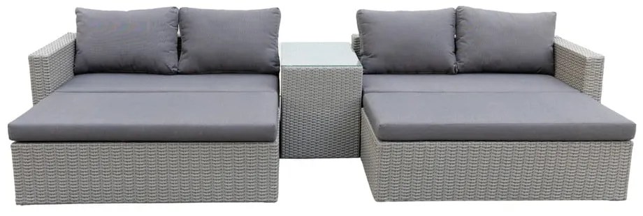 Szürke műrattan négyszemélyes kerti lounge szett Drammen - Bonami Selection