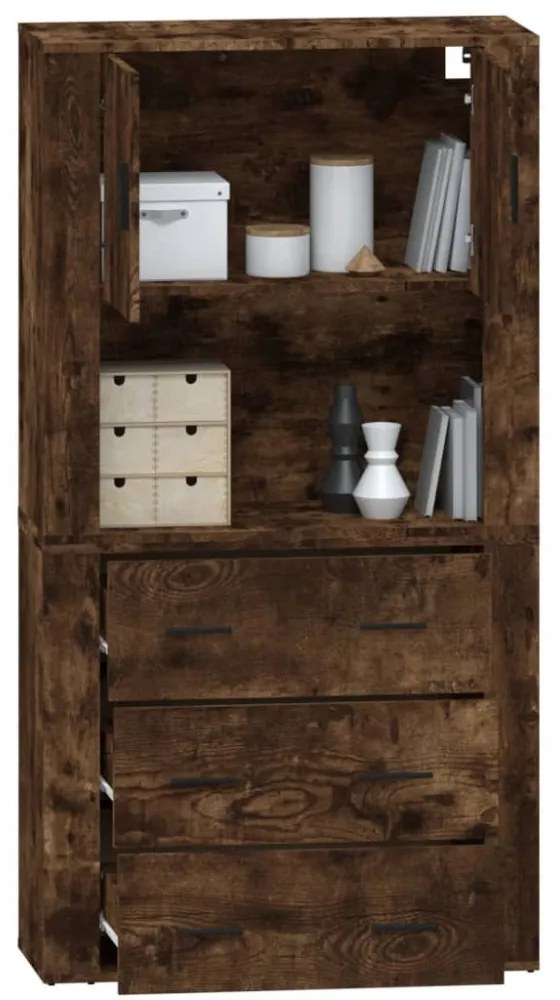 vidaXL füstös tölgy színű szerelt fa magasszekrény
