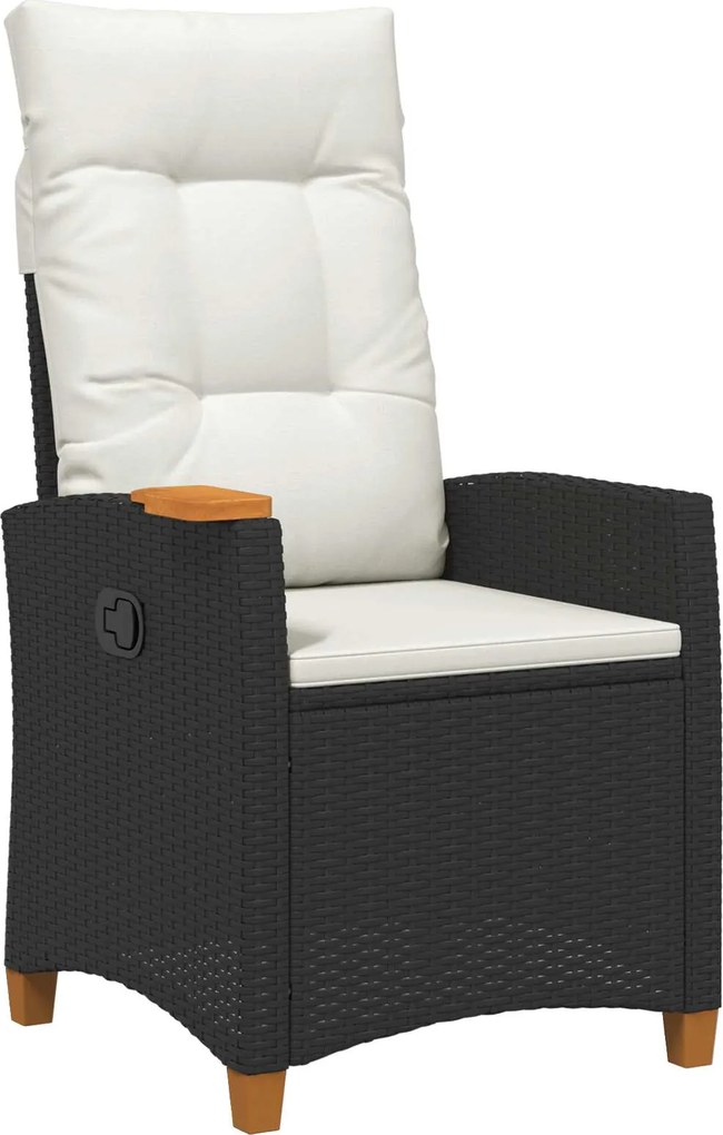 vidaXL Dönthető szék tea tállal párnával 62 x 64 x 112 cm polirattan