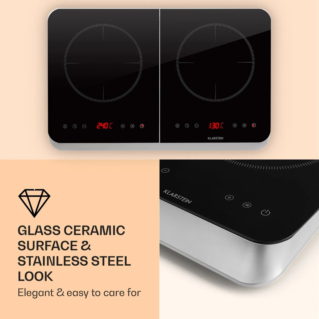 Klarstein InnoChef, indukciós főzőlap, 3400 W, érintésvezérlés, üvegkerámia