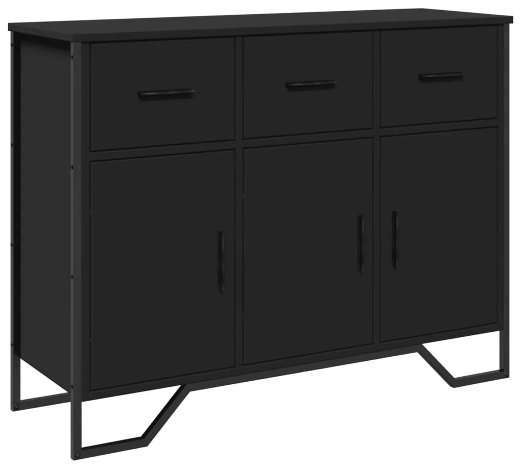 fekete szerelt fa tálalószekrény 97 x 32,5 x 74,5 cm