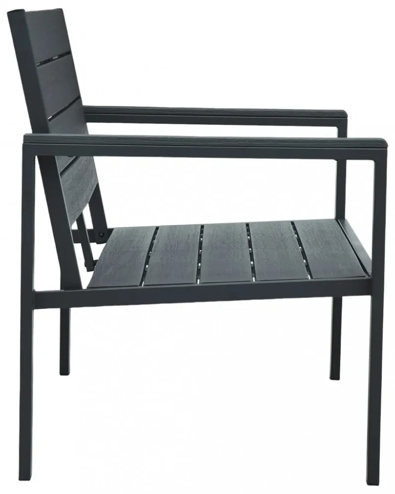 szürke fautánzatú HDPE kerti pad 120 cm