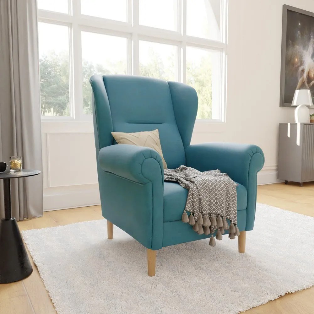 Türkiz füles fotel Swan – Ropez