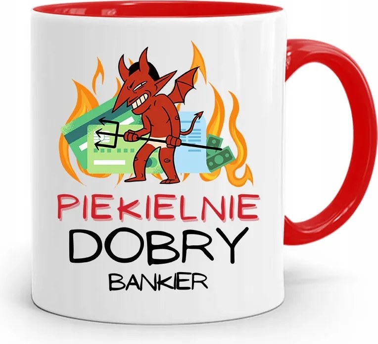 Bankárnak Piros Bögre Születésnapi Ajándék fényképes nyomtatással