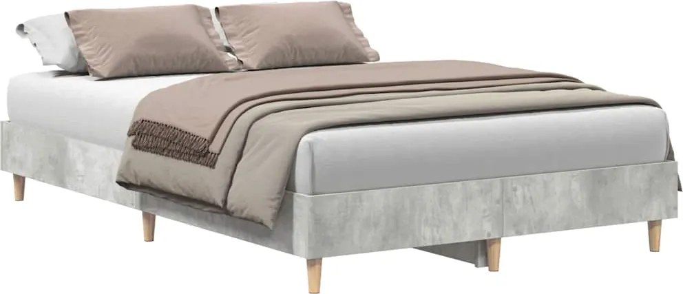 vidaXL betonszürke szerelt fa ágykeret matrac nélkül 135 x 190 cm