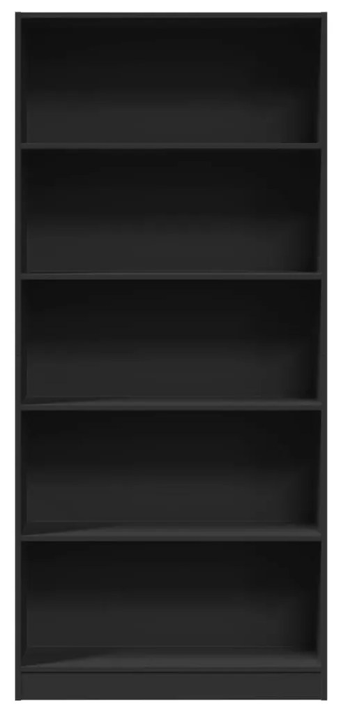 fekete szerelt fa könyvszekrény 80 x 24 x 176 cm