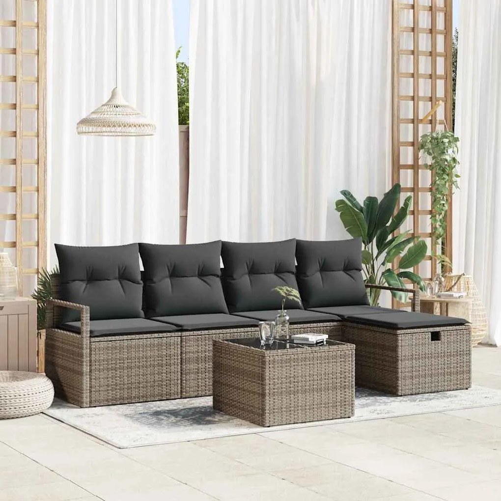 Kerti Kanapé Szett 6 pcs Szürke 230 x 117 x 85 cm Poli rattan