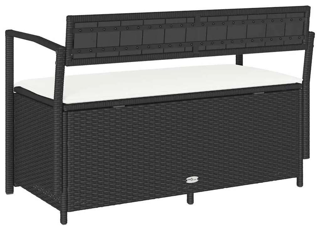 fekete polyrattan kerti tároló pad párnával