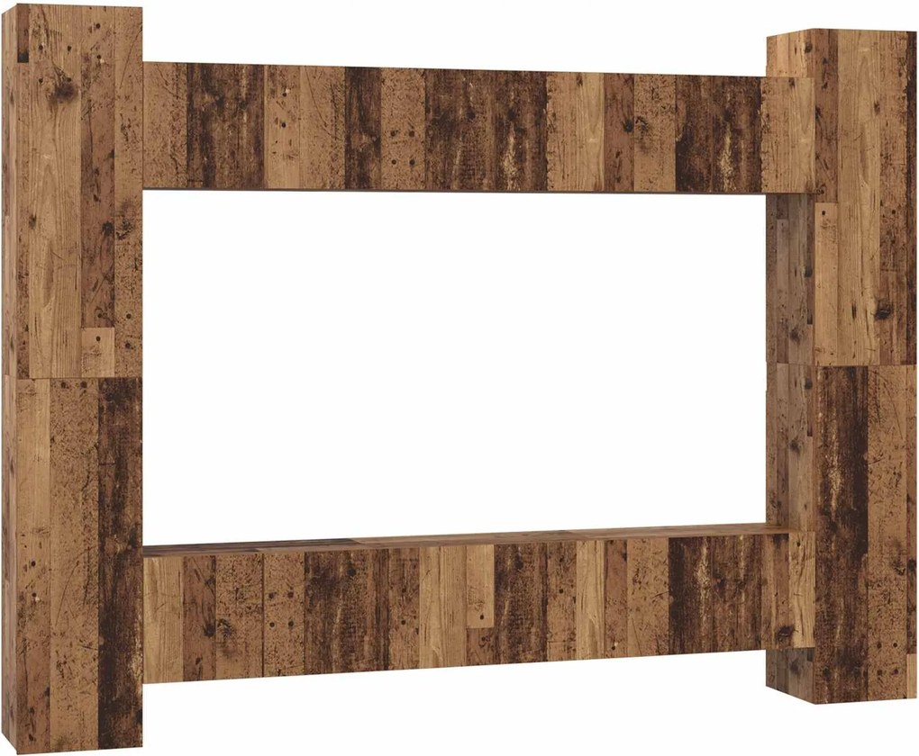 vidaXL TV szekrény garnitúra 10 pcs Öreg fa 30,5 x 30 x 90 cm Faanyag