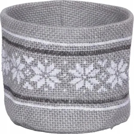Juta virágtartó fedél, juta virágtartó fedél, norvég mintás 12,5 x⌀14 cm szürke