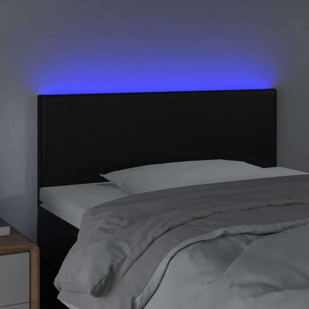 fekete műbőr LED-es fejtámla 80 x 5 x 78/88 cm
