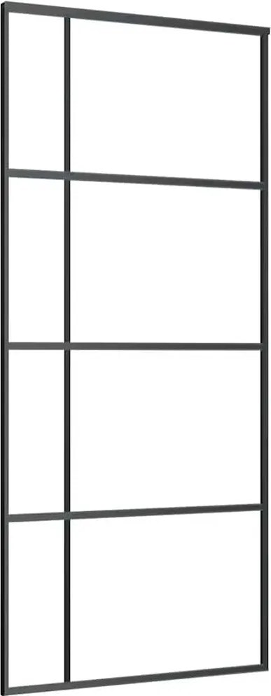 vidaXL fekete matt ESG üveg és alumínium tolóajtó 90x205 cm