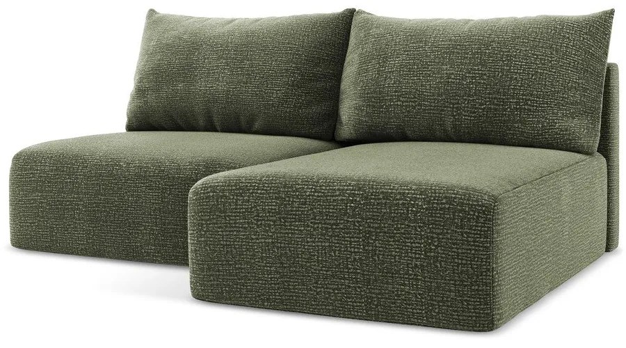 Zöld kinyitható-tárolóhelyes sarokkanapé (jobb oldali) Kalena – Makamii