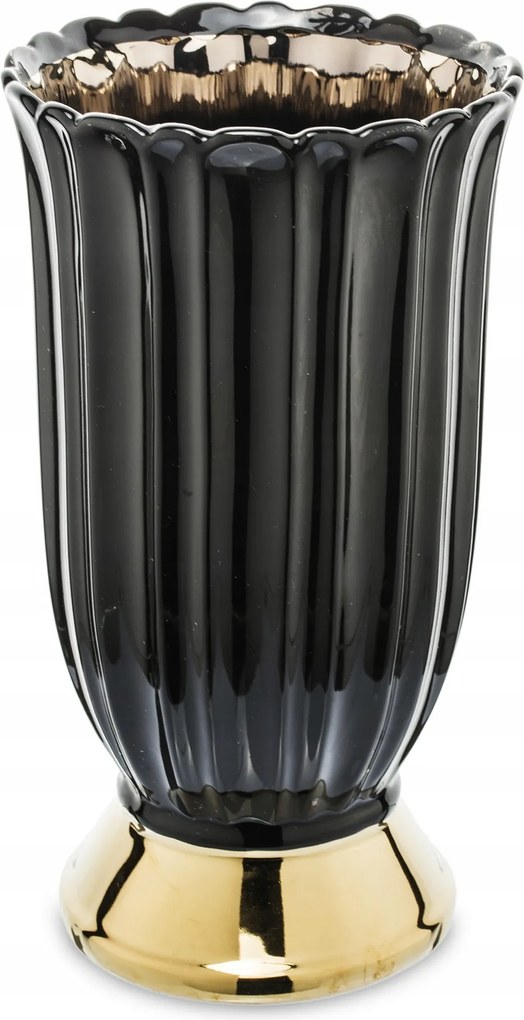 Retro váza kaspó fekete arany kehely kő pohár magas