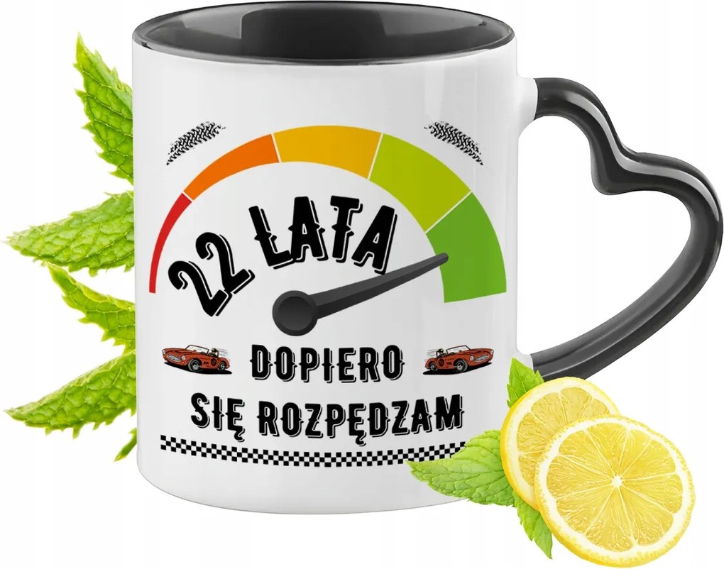 Születésnapra 22 22g Fekete Bögre Szív Alakú Füllel Ajándék