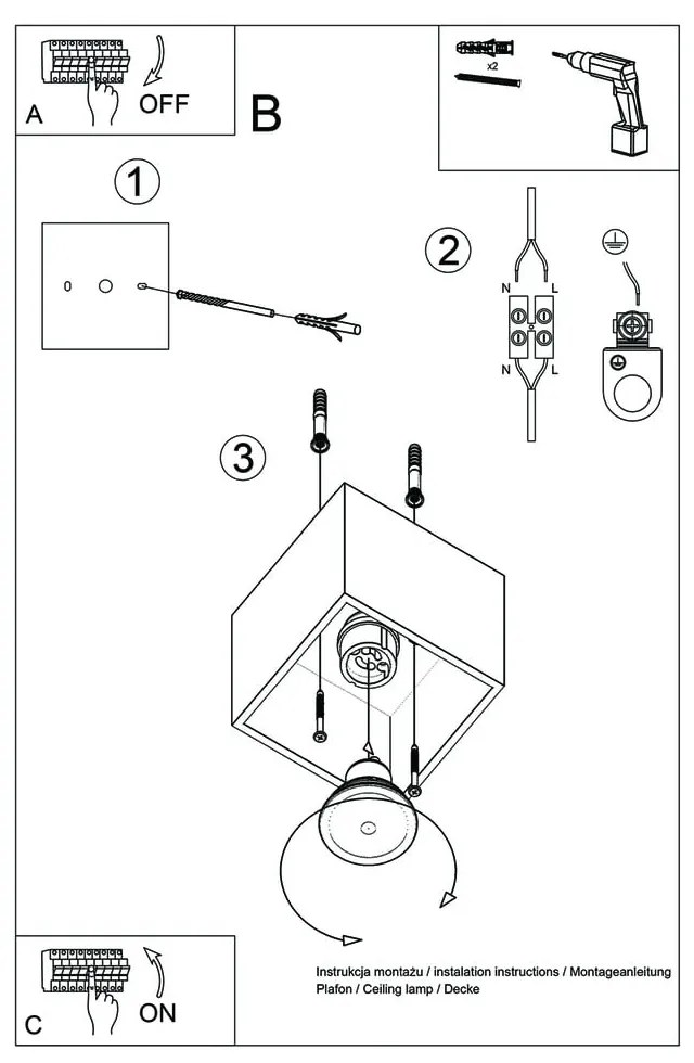 Szürke spotlámpa 10x10 cm Geo – Sollux