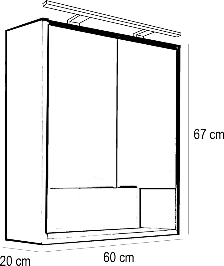 Luna 60 felső tükrös szekrény fehér