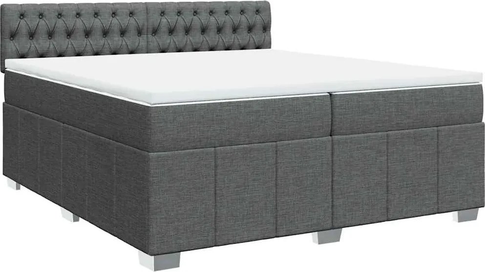 vidaXL sötétszürke szövet rugós ágy matraccal 200 x 200 cm