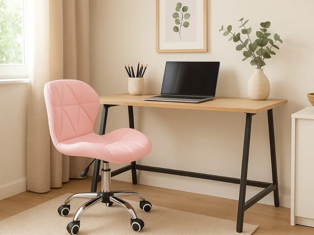 Dolgozószobai szett íróasztal TAYLOR SONOMA 100x50 cm + irodai szék AVOLA ökobőr rózsaszín