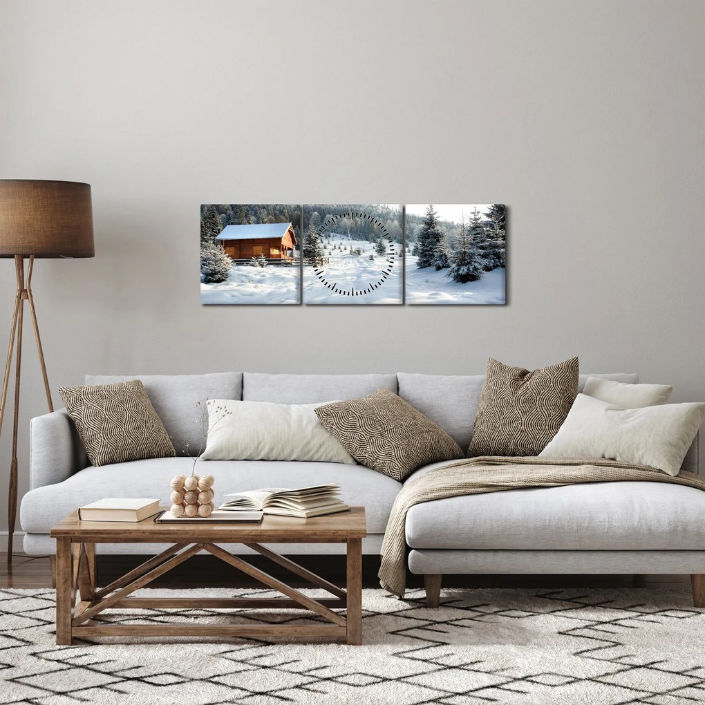 Kép - Hegyi kunyhó (órával) (90x30 cm)